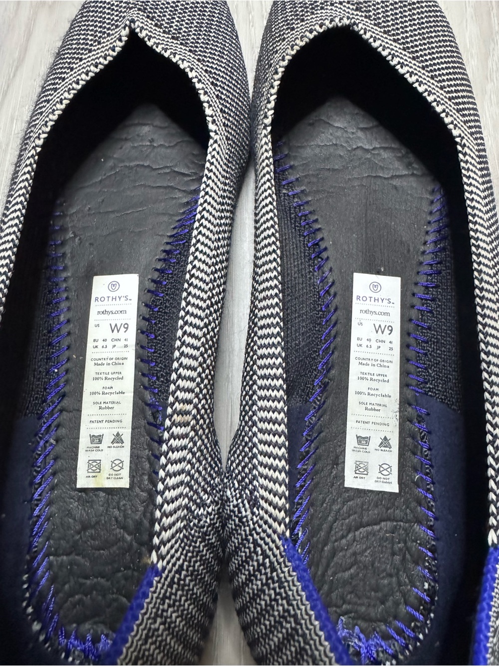 ROTHY’S | Pointed Toe Ballet Flat | Cloud Grey Birdseye Knit | Size 9 - Picture 4 of 11